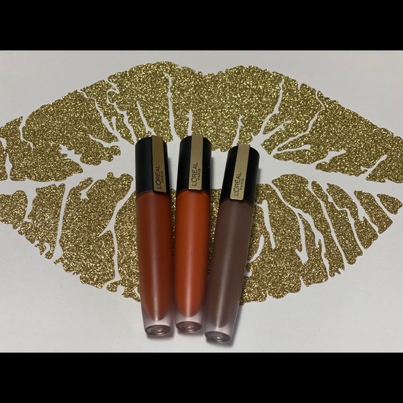 L'Oreal Other - Bundle of 3 Lip MatteColor& GoldLip Glitter Canvas